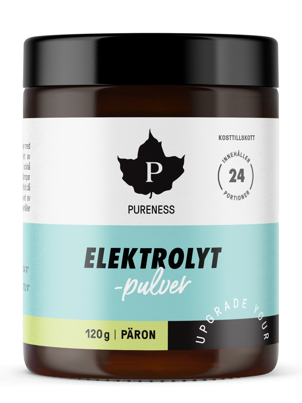 en burk pureness elektrolytpulver päron 120g utan bakgrund