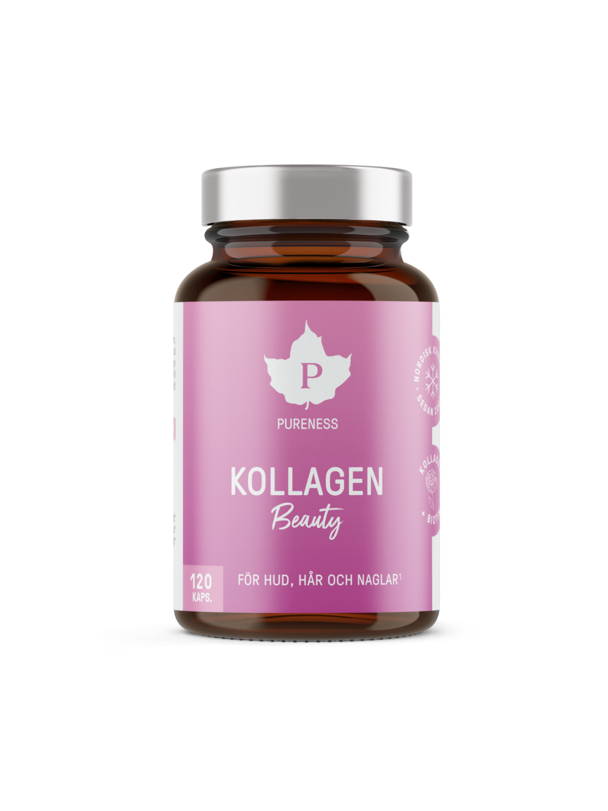 en burk pureness kollagen beauty 120 kaps utan bakgrund