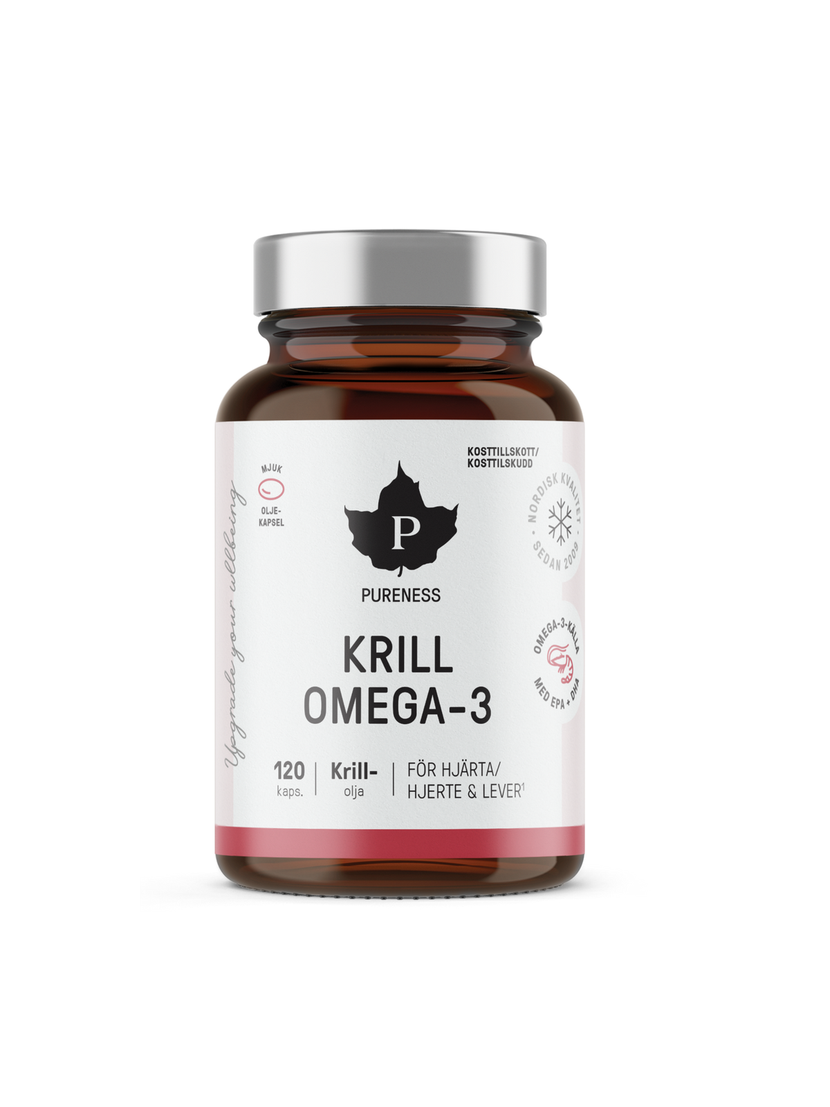 en burk pureness krill omega-3 utan bakgrund