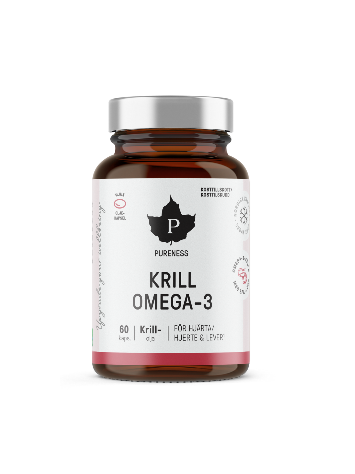 en burk pureness krill omega-3 utan bakgrund