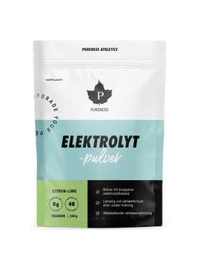 en påse pureness elektrolytpulver citron-lime 240g utan bakgrund