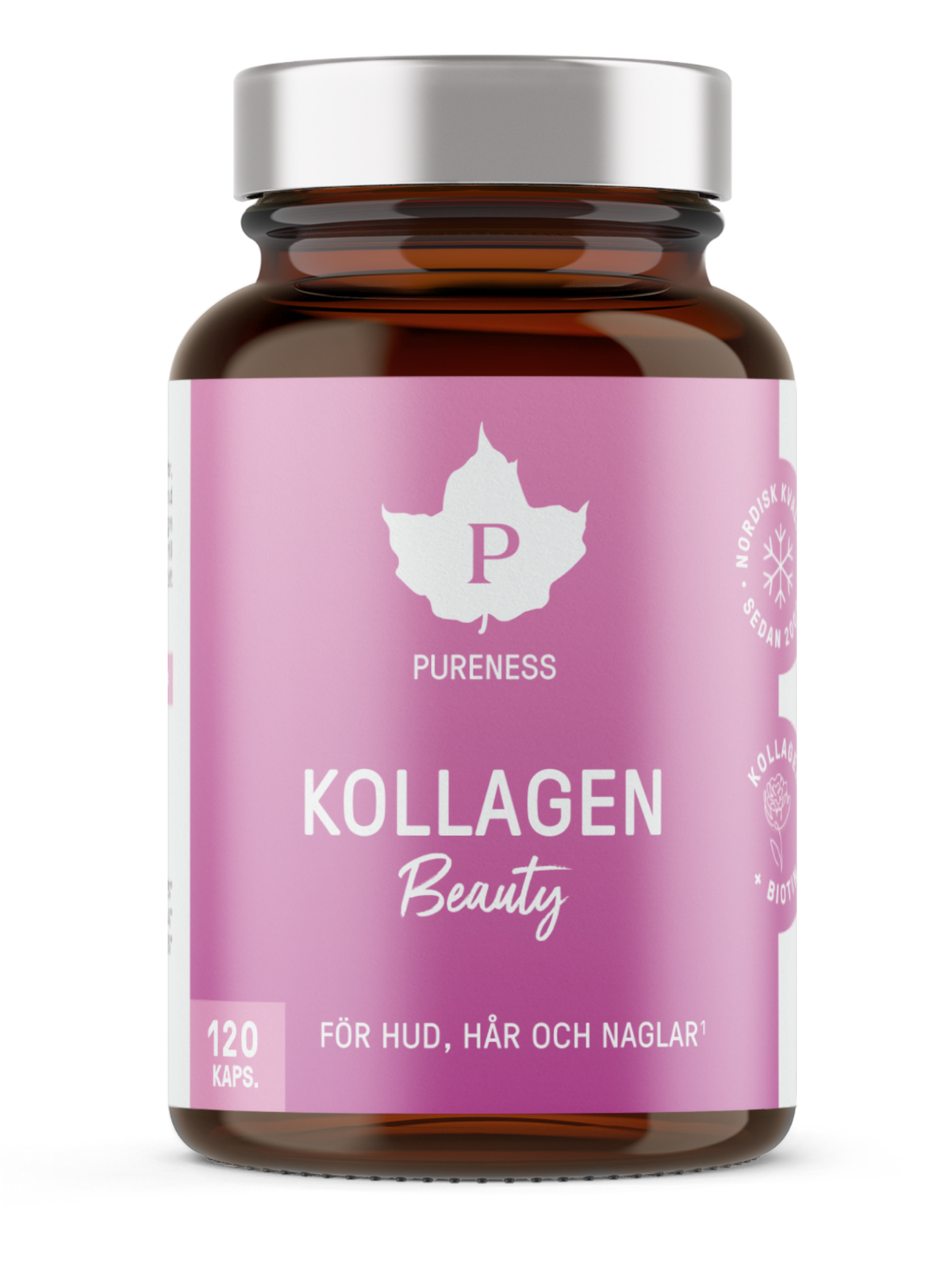 en burk pureness kollagen beauty 120 kaps utan bakgrund