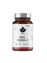 en burk pureness krill omega-3 utan bakgrund