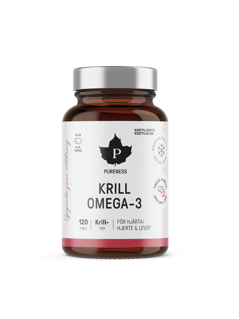 en burk pureness krill omega-3 utan bakgrund