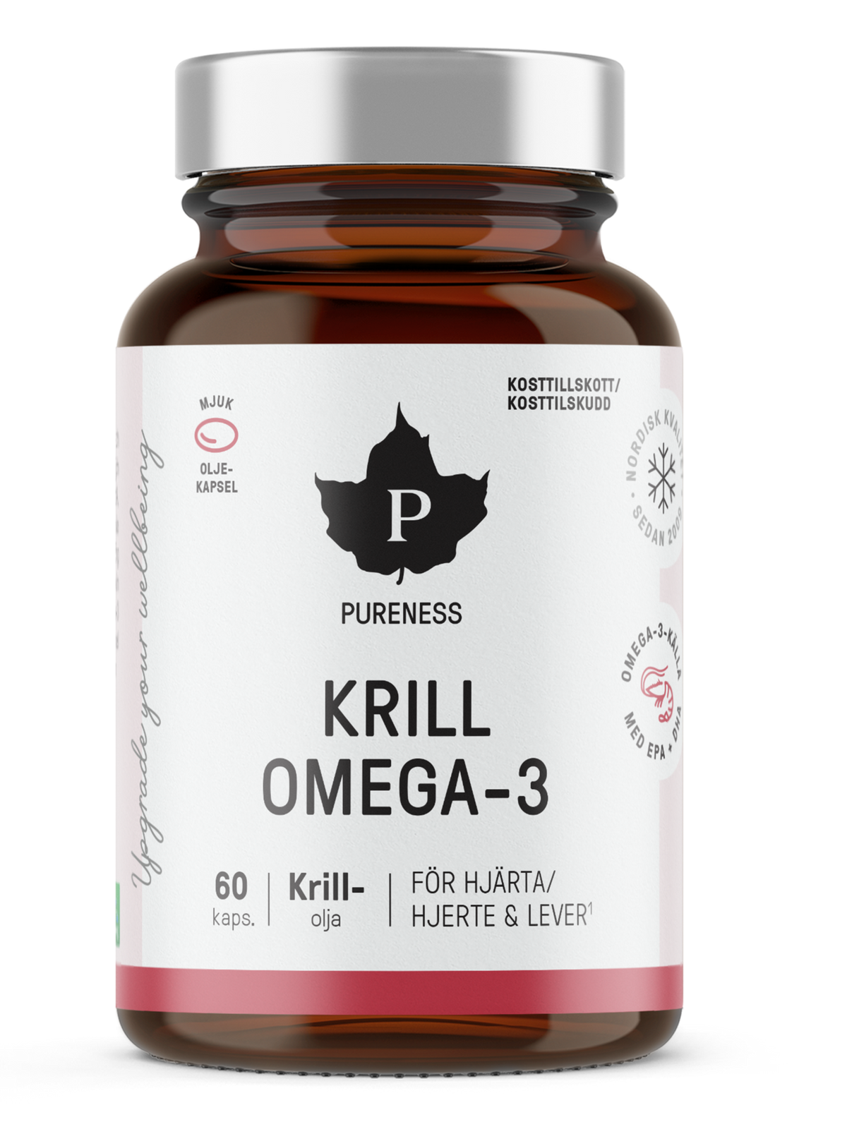 en burk pureness krill omega-3 utan bakgrund