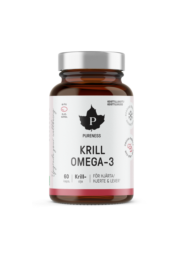 en burk pureness krill omega-3 utan bakgrund
