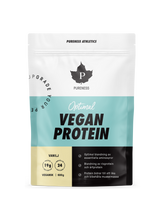 en påse pureness optimal vegan protein pulver vanilj utan bakgrund