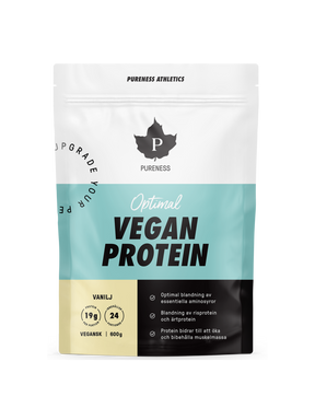 en påse pureness optimal vegan protein pulver vanilj utan bakgrund